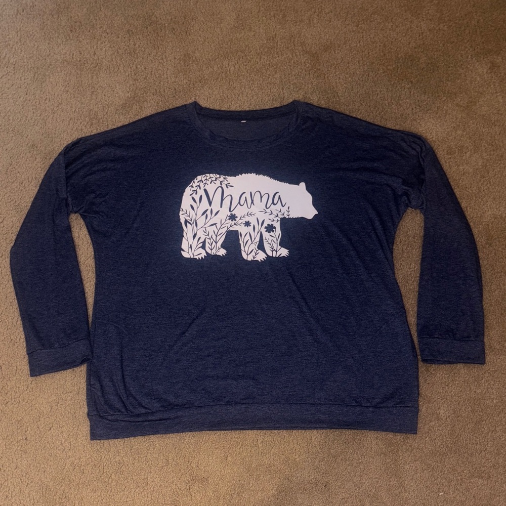 Navy Blue 'Mama Bear' Long Sleeve Shirt